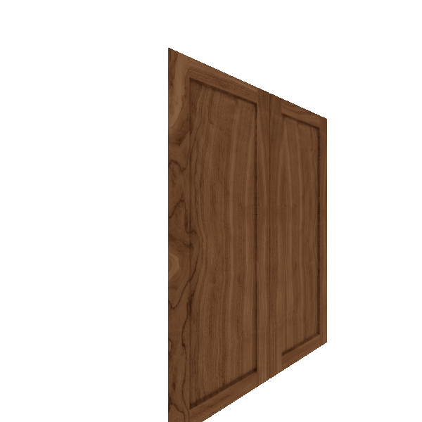 Upper Shaker Cabinet Door - Left (Veneers) (French Door) - Walnut Veneer / Clear Stain