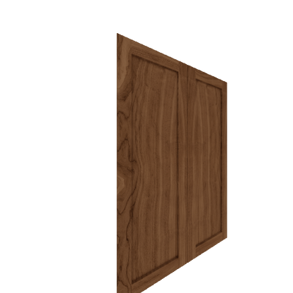 Upper Shaker Cabinet Door - Left (Veneers) (French Door) - Walnut Veneer / Clear Stain