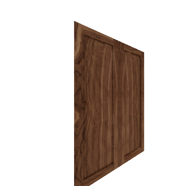 Upper Shaker Cabinet Door - Right (Veneers) (French Door) - Walnut Veneer / Unfinished