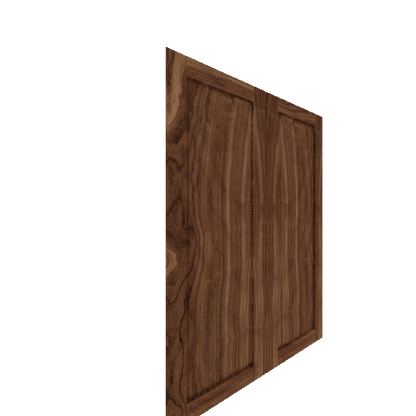 Upper Shaker Cabinet Door - Right (Veneers) (French Door) - Walnut Veneer / Unfinished