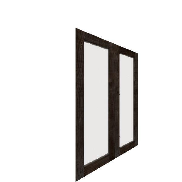 Upper Inset Glass Panel Cabinet Door - Left (Veneers) (French Door) - Knotty Alder Veneer / Burnt Coal Stain