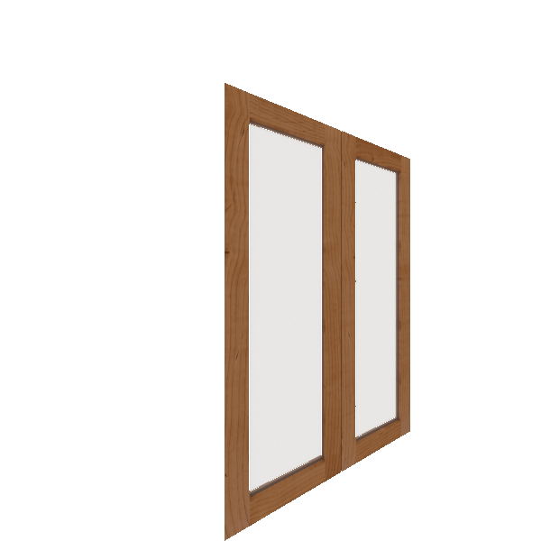 Upper Inset Glass Panel Cabinet Door - Left (Veneers) (French Door) - Knotty Alder Veneer / Clear Stain