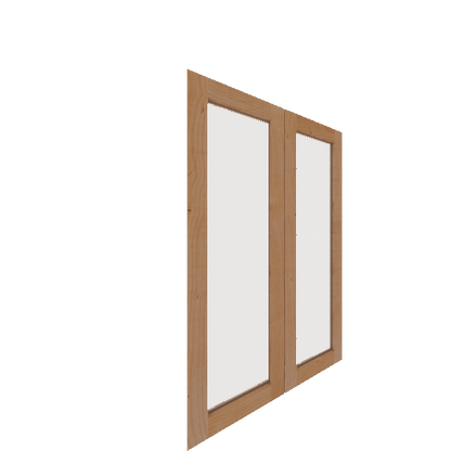 Upper Inset Glass Panel Cabinet Door - Left (Veneers) (French Door) - Knotty Alder Veneer / Unfinished