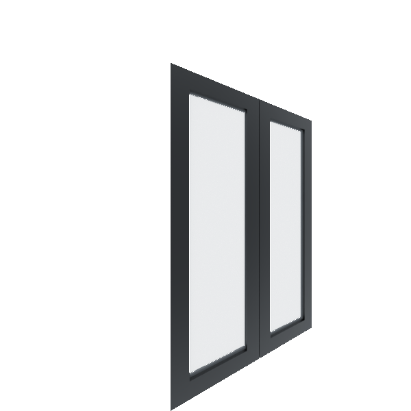 Upper Inset Glass Panel Cabinet Door - Left (Paint Grade) (French Door) - Paint Grade / Black