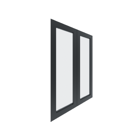 Upper Inset Glass Panel Cabinet Door - Left (Paint Grade) (French Door) - Paint Grade / Black