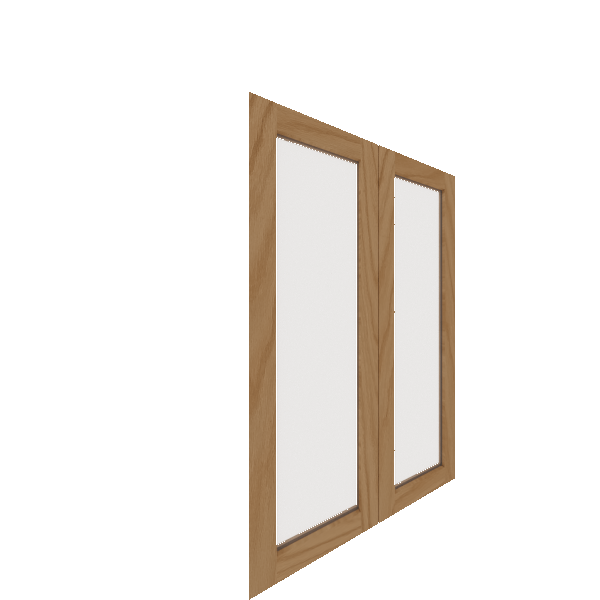 Upper Inset Glass Panel Cabinet Door - Right (Veneers) (French Door) - Red Oak Veneer / Clear Stain