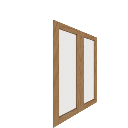 Upper Inset Glass Panel Cabinet Door - Right (Veneers) (French Door) - Red Oak Veneer / Clear Stain