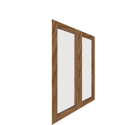 Upper Inset Glass Panel Cabinet Door - Left (Veneers) (French Door) - Red Oak Veneer / Medium Stain