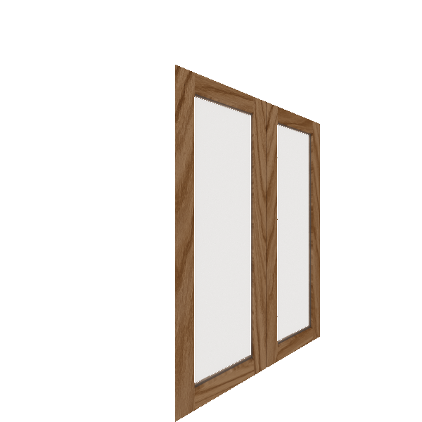 Upper Inset Glass Panel Cabinet Door - Right (Veneers) (French Door) - Red Oak Veneer / Medium Stain