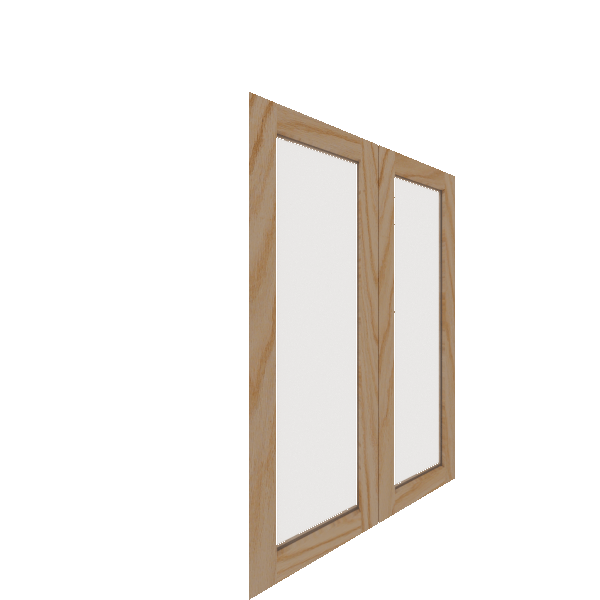 Upper Inset Glass Panel Cabinet Door - Left (Veneers) (French Door) - Red Oak Veneer / Unfinished