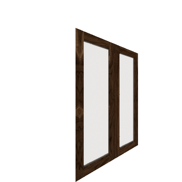 Upper Inset Glass Panel Cabinet Door - Left (Veneers) (French Door) - Walnut Veneer / Burnt Coal Stain