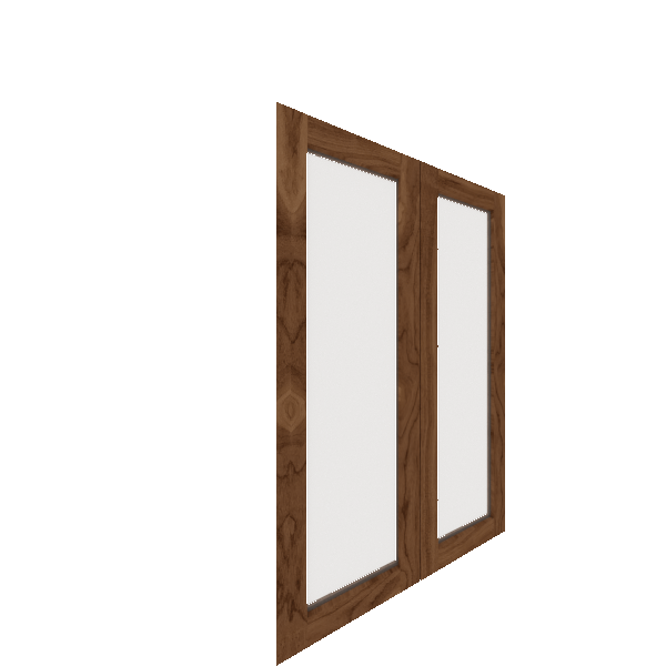 Upper Inset Glass Panel Cabinet Door - Left (Veneers) (French Door) - Walnut Veneer / Clear Stain