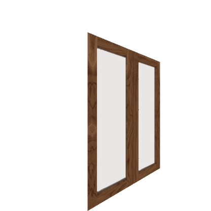 Upper Inset Glass Panel Cabinet Door - Left (Veneers) (French Door) - Walnut Veneer / Clear Stain