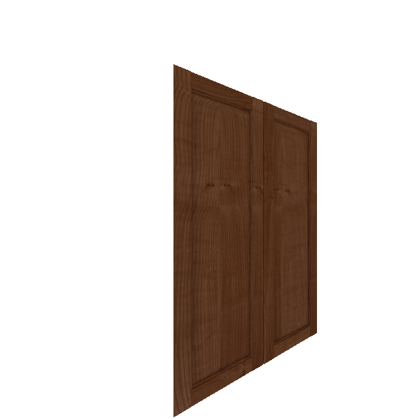 Upper Inset Raised Panel Cabinet Door - Left (Veneers) (French Door) - Knotty Alder Veneer / Medium Stain