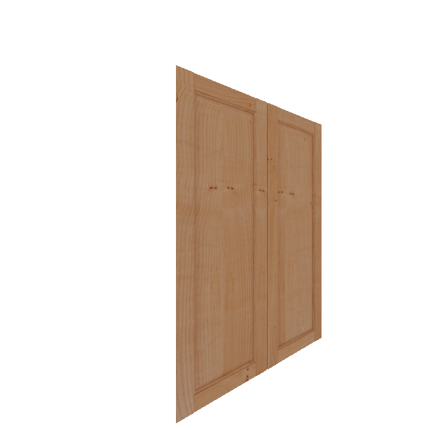 Upper Inset Raised Panel Cabinet Door - Left (Veneers) (French Door) - Knotty Alder Veneer / Unfinished