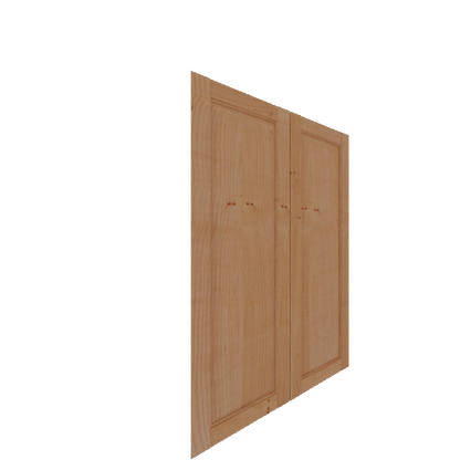 Upper Inset Raised Panel Cabinet Door - Left (Veneers) (French Door) - Knotty Alder Veneer / Unfinished