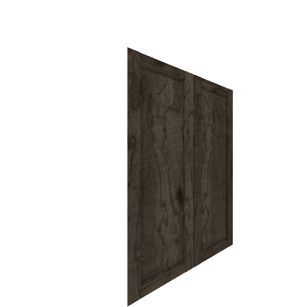 Upper Inset Raised Panel Cabinet Door - Left (Veneers) (French Door) - Maple Veneer / Burnt Coal Stain