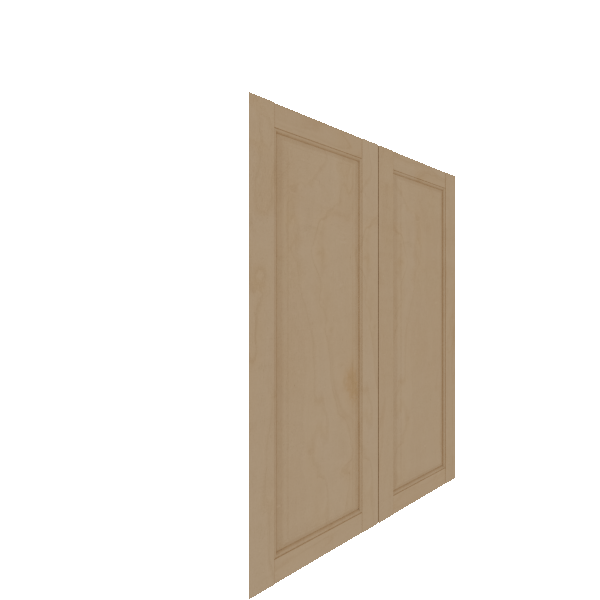 Upper Inset Raised Panel Cabinet Door - Left (Veneers) (French Door) - Maple Veneer / Clear Stain