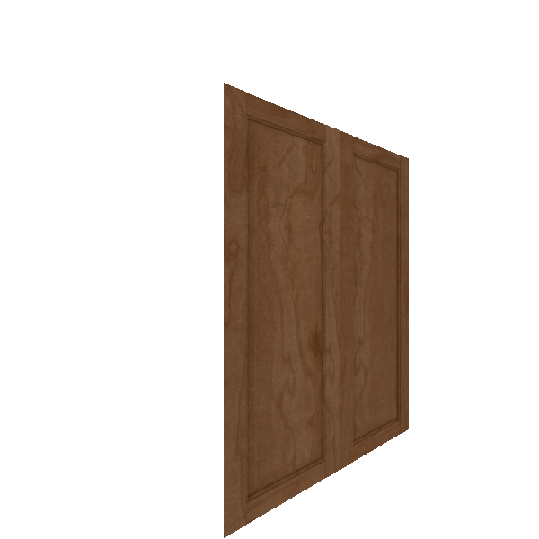 Upper Inset Raised Panel Cabinet Door - Left (Veneers) (French Door) - Maple Veneer / Medium Stain