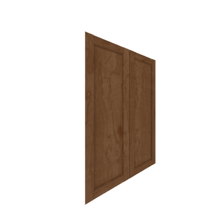 Upper Inset Raised Panel Cabinet Door - Left (Veneers) (French Door) - Maple Veneer / Medium Stain