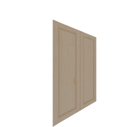 Upper Inset Raised Panel Cabinet Door - Left (Veneers) (French Door) - Maple Veneer / Unfinished