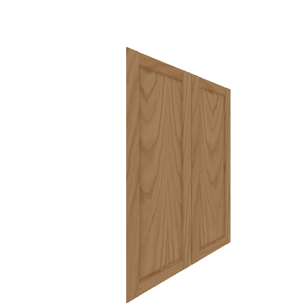 Upper Inset Raised Panel Cabinet Door - Left (Veneers) (French Door) - Red Oak Veneer / Clear Stain