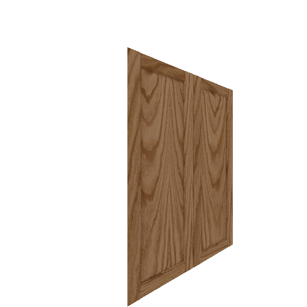 Upper Inset Raised Panel Cabinet Door - Left (Veneers) (French Door) - Red Oak Veneer / Medium Stain