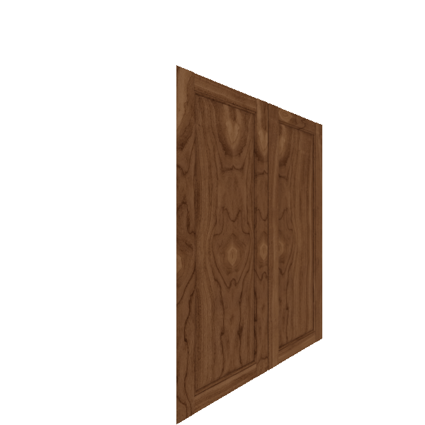 Upper Inset Raised Panel Cabinet Door - Left (Veneers) (French Door) - Walnut Veneer / Clear Stain