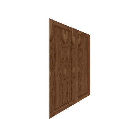Upper Inset Raised Panel Cabinet Door - Left (Veneers) (French Door) - Walnut Veneer / Clear Stain
