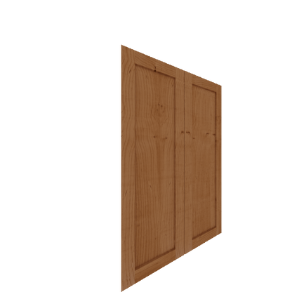 Upper Inset Shaker Cabinet Door - Left (Veneers) (French Door) - Knotty Alder Veneer / Clear Stain