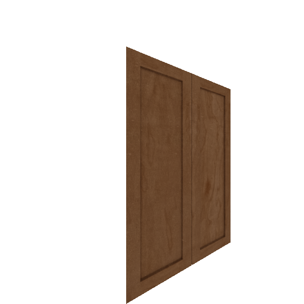 Upper Inset Shaker Cabinet Door - Right (Veneers) (French Door) - Maple Veneer / Medium Stain