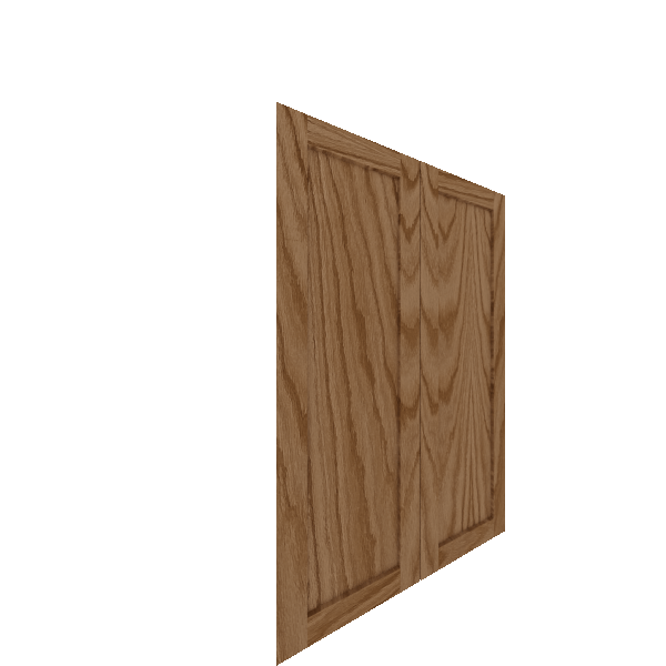 Upper Inset Shaker Cabinet Door - Left (Veneers) (French Door) - Red Oak Veneer / Medium Stain