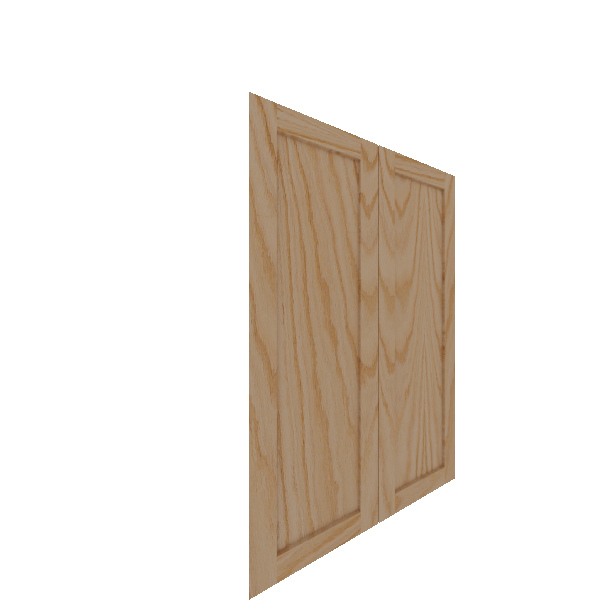 Upper Inset Shaker Cabinet Door - Left (Veneers) (French Door) - Red Oak Veneer / Unfinished