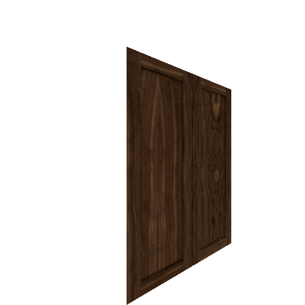 Upper Inset Shaker Cabinet Door - Left (Veneers) (French Door) - Walnut Veneer / Burnt Coal Stain