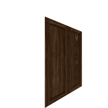 Upper Inset Shaker Cabinet Door - Left (Veneers) (French Door) - Walnut Veneer / Burnt Coal Stain