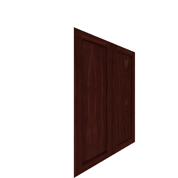 Upper Inset Shaker Cabinet Door - Right (Veneers) (French Door) - Walnut Veneer / Cherry Stain