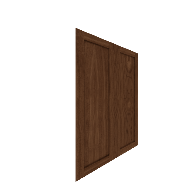 Upper Inset Shaker Cabinet Door - Right (Veneers) (French Door) - Walnut Veneer / Medium Stain