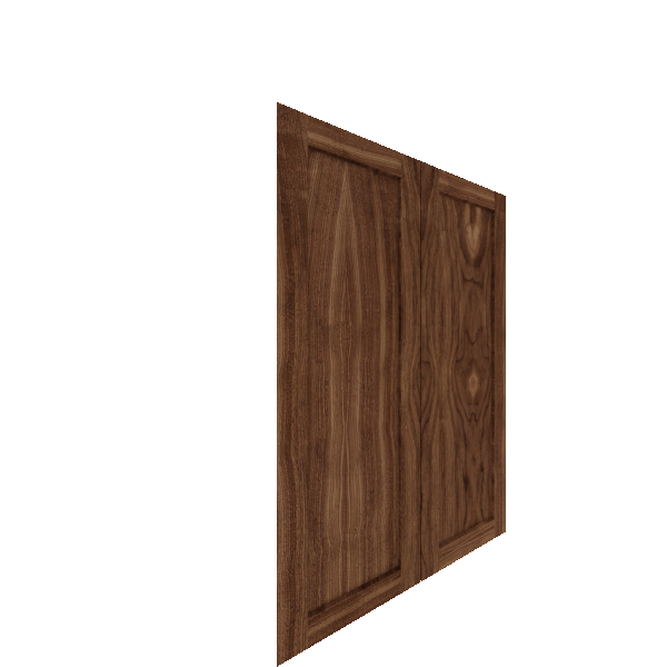 Upper Inset Shaker Cabinet Door - Right (Veneers) (French Door) - Walnut Veneer / Unfinished