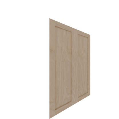 Upper Inset Shaker Cabinet Door - Left (White Oak) (French Door) - White Oak Veneer / Natural Stain