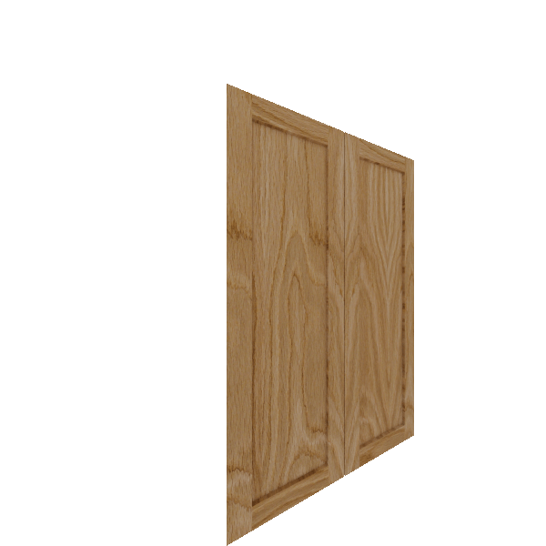 Upper Inset Shaker Cabinet Door - Left (White Oak) (French Door) - White Oak Veneer / Unfinished