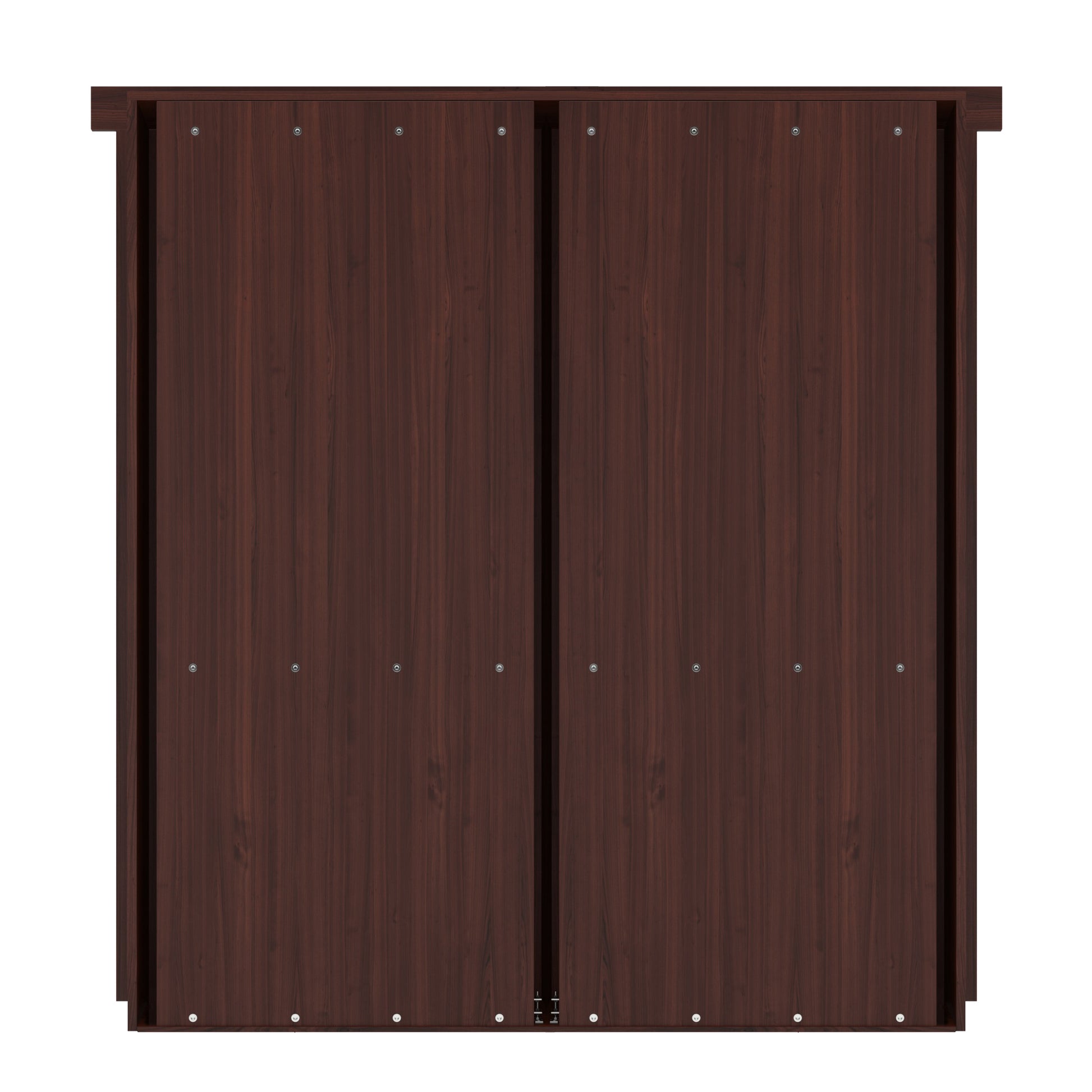 Murphy Door® dark walnut sliding double door with hidden functionality, featuring smooth wooden panels and minimalist hardware.