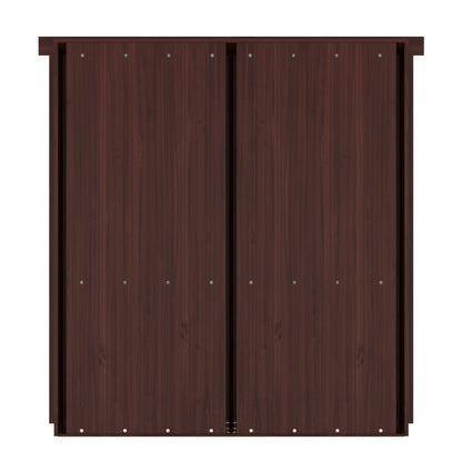 Murphy Door® dark walnut sliding double door with hidden functionality, featuring smooth wooden panels and minimalist hardware.