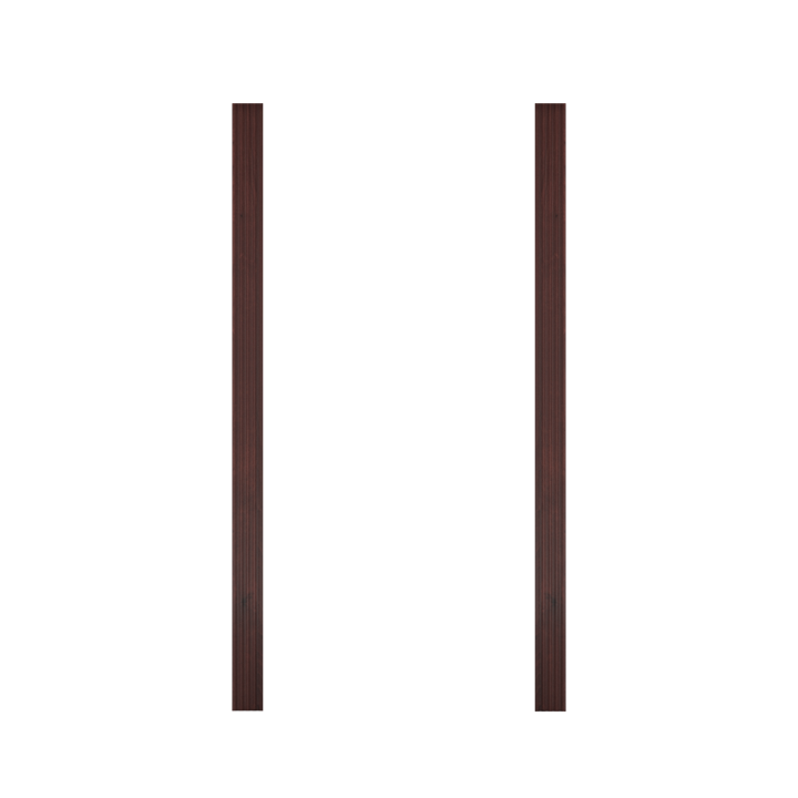 Two dark brown wooden trim pieces from Murphy Door®, designed for custom hidden door installations.