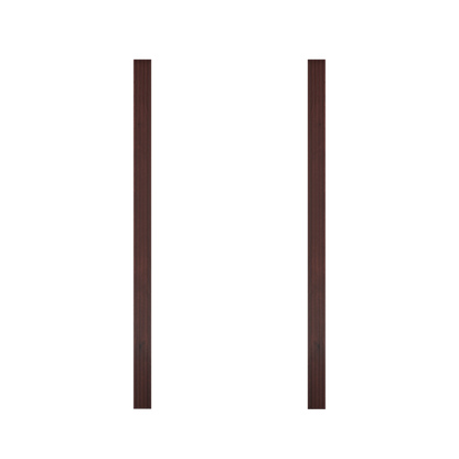 Two dark brown wooden trim pieces from Murphy Door®, designed for custom hidden door installations.
