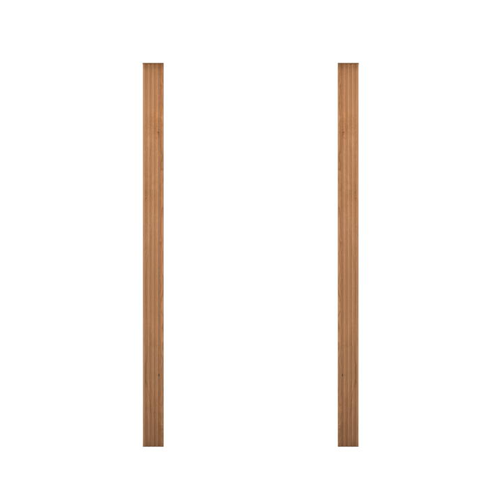 Two vertical wooden slats in light bamboo/oak finish for Murphy Door® hidden door or shelving solutions.