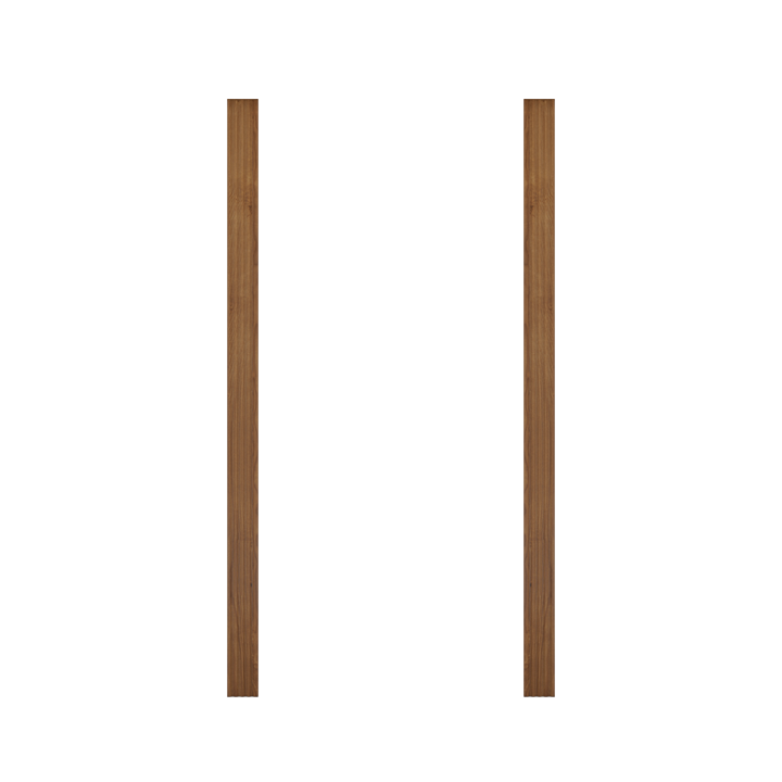 Two vertical wooden slats in medium brown bamboo finish from Murphy Door® for custom hidden door installation.