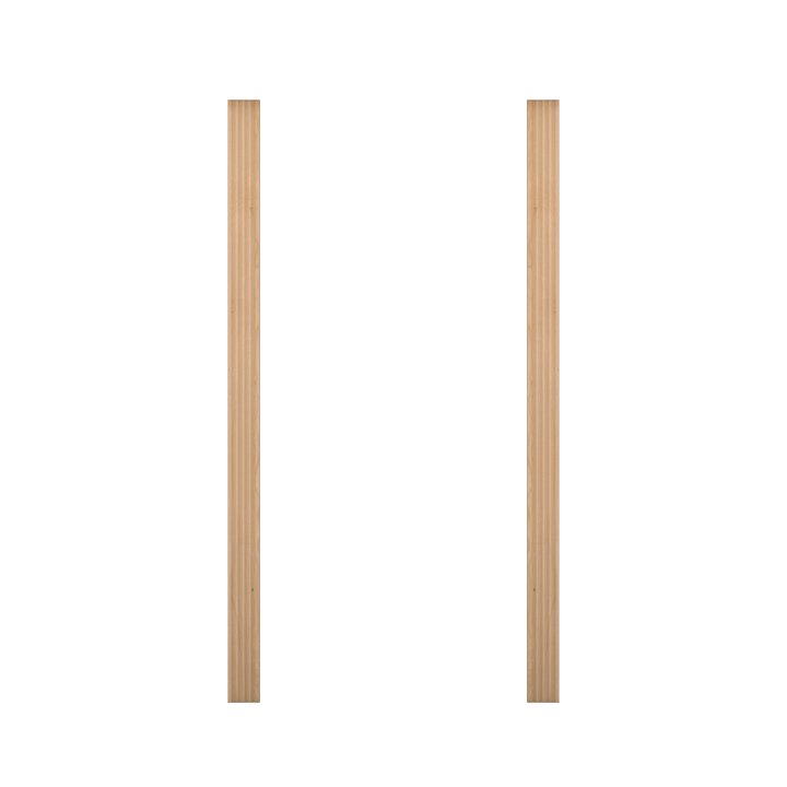 Two vertical light wooden strips or door jambs from Murphy Door®, likely for custom hidden door installation.