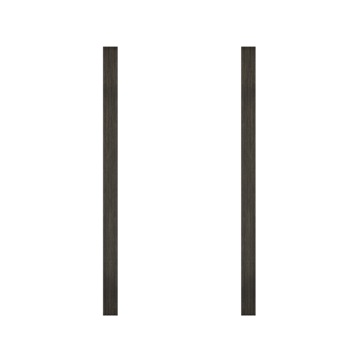 Two vertical dark wood trim pieces from Murphy Door® for custom hidden door installation.