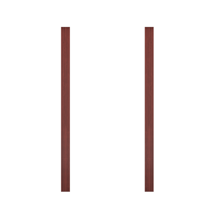 Two vertical mahogany wood trim pieces from Murphy Door® for custom hidden door installation.