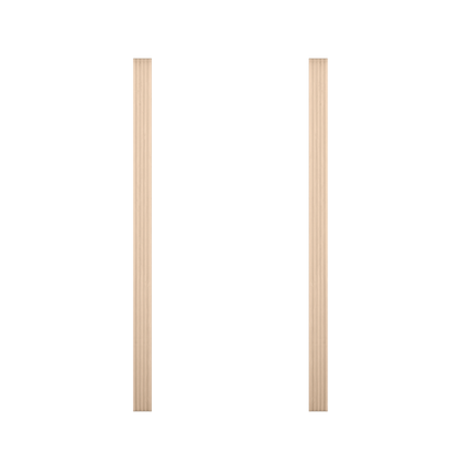 Two wooden fluted pilasters from Murphy Door®, light beige in color, used for decorative door trim.